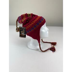 NWT Reversible 100% Peruvian Chullo Hat Alpaca Principe Adult OS Ski Nordic